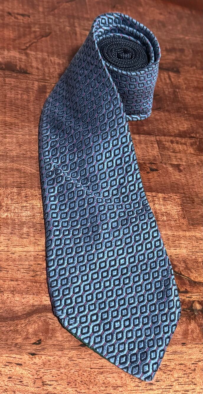 Tommy Hilfiger Blue w/ Pink Accents 100% Silk Tie